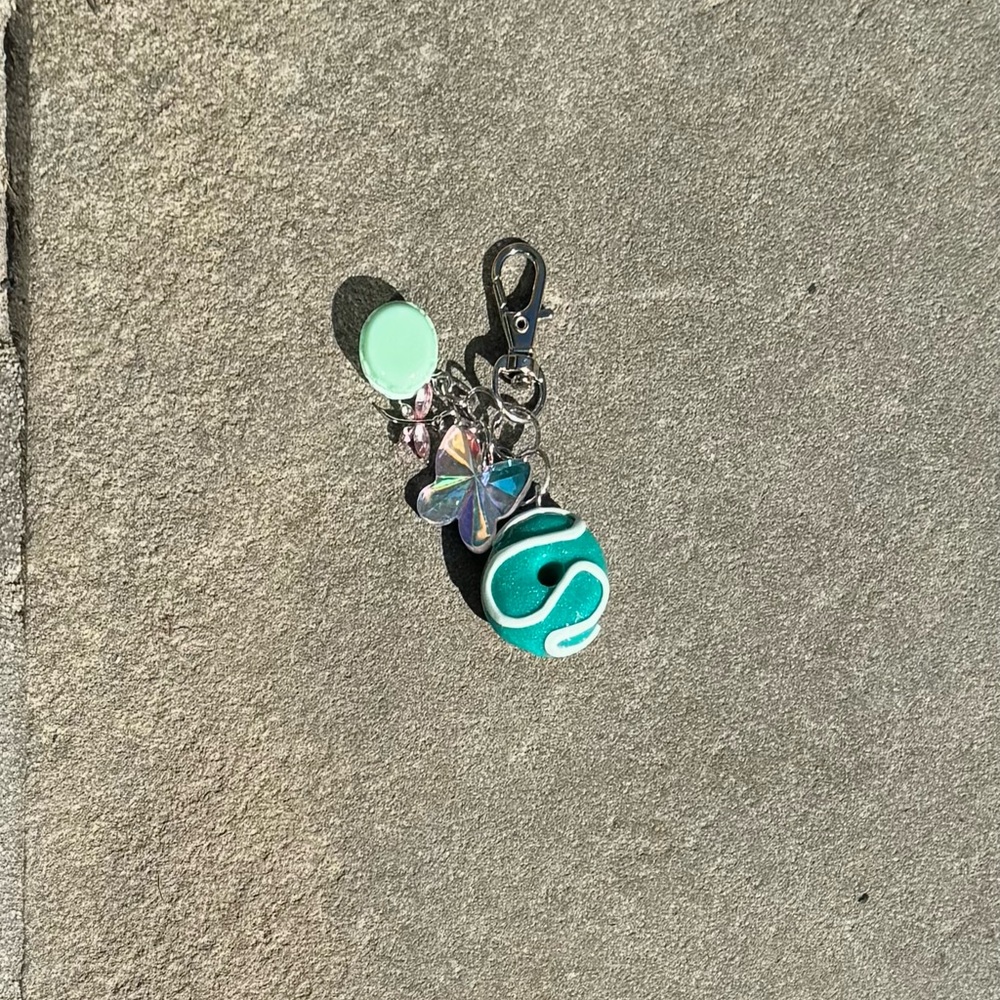 Turquoise and Silver Donut Keychain